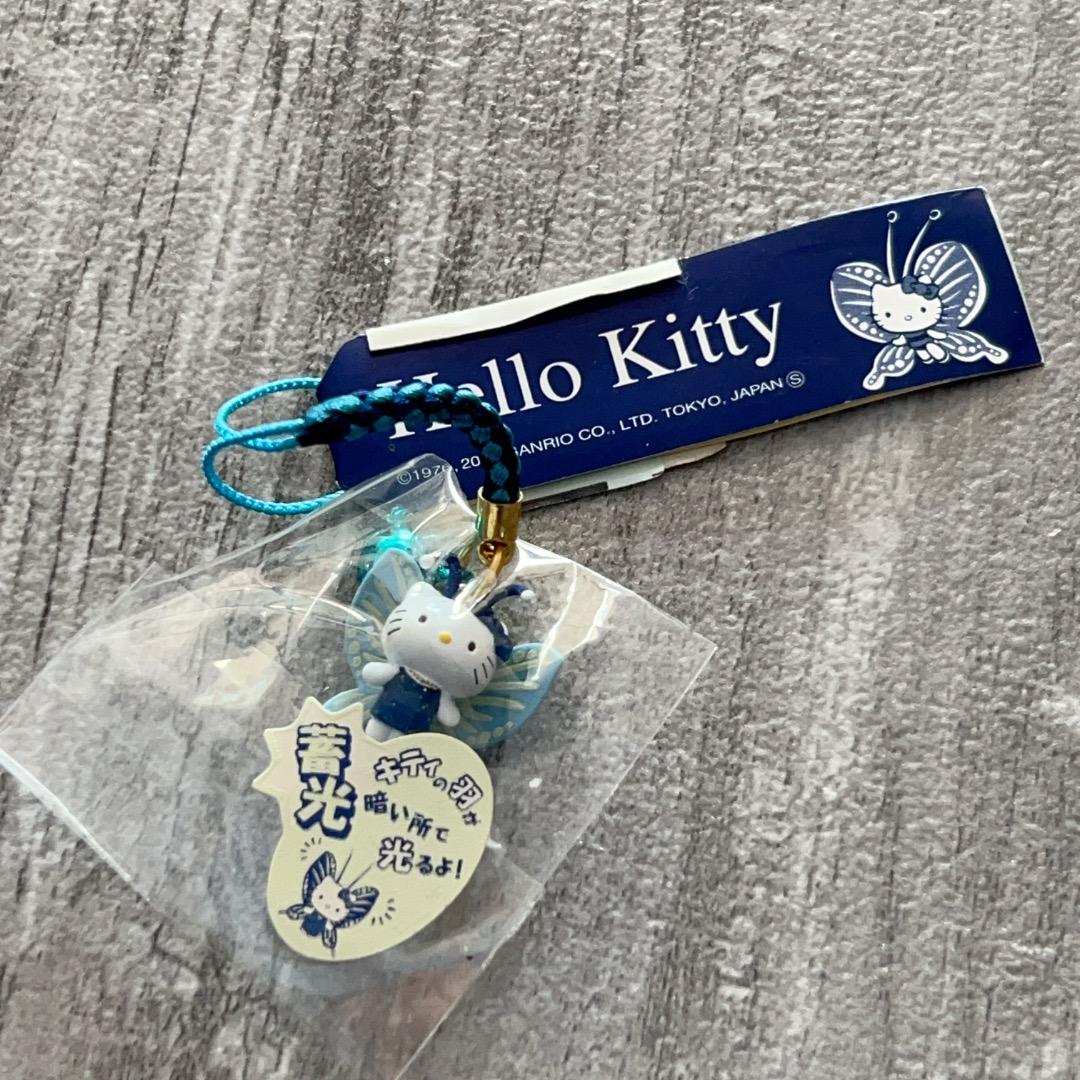 未使用品 ハローキティ 根付 夜の蝶 ストラップ 蓄光 ねつけ