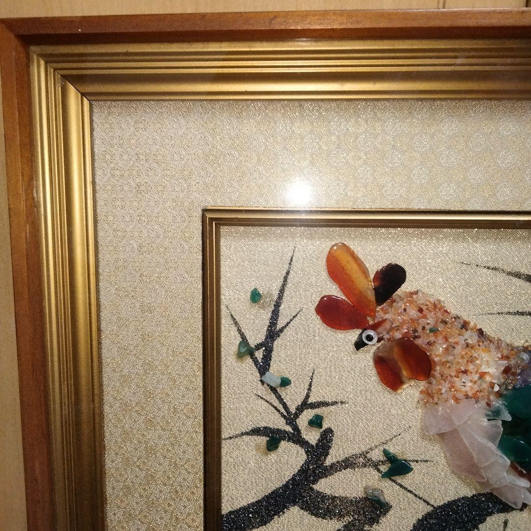 【宝石画】貴石画　雲雀作　アンティーク　レトロ　インテリア　絵