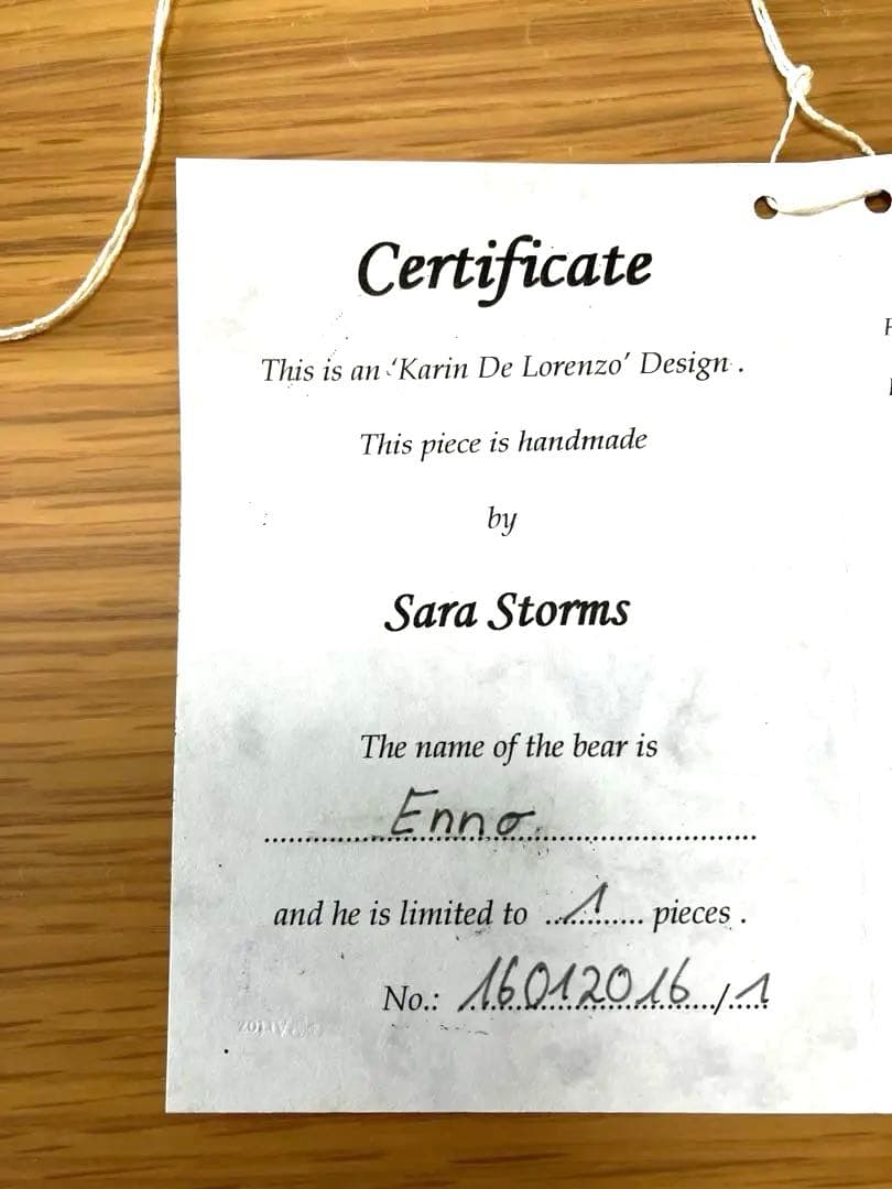 海外作家【幻の作家デザイン】サラ•ストーン作　28㎝　ドイツ希少ベア　￼