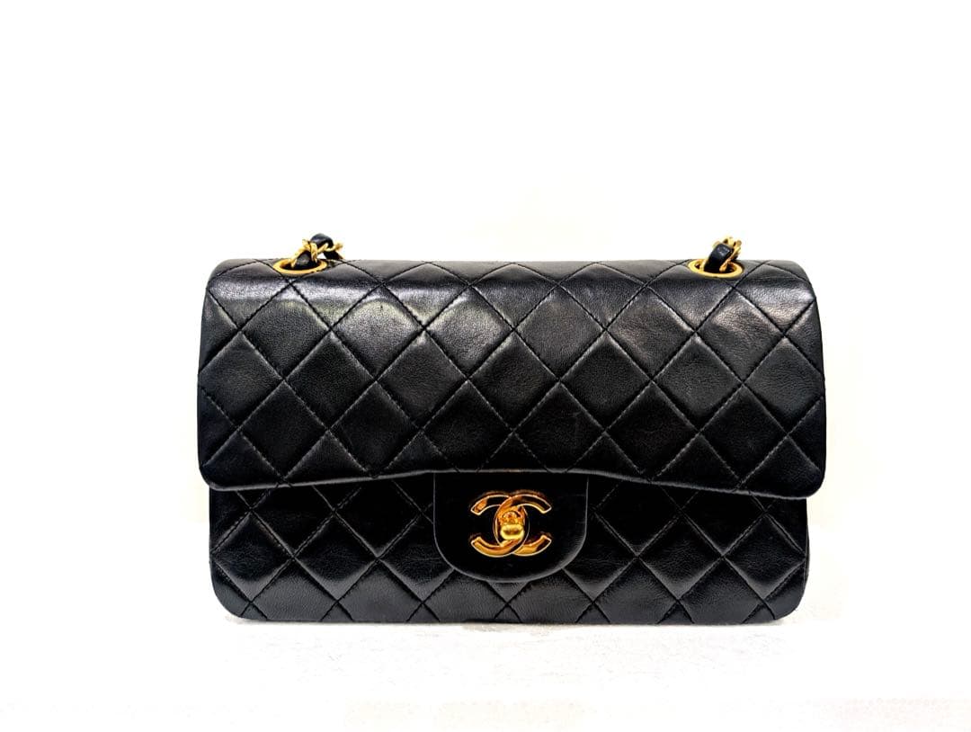 美品 CHANEL マトラッセ Wフラップ Wチェーンショルダー ラムスキン