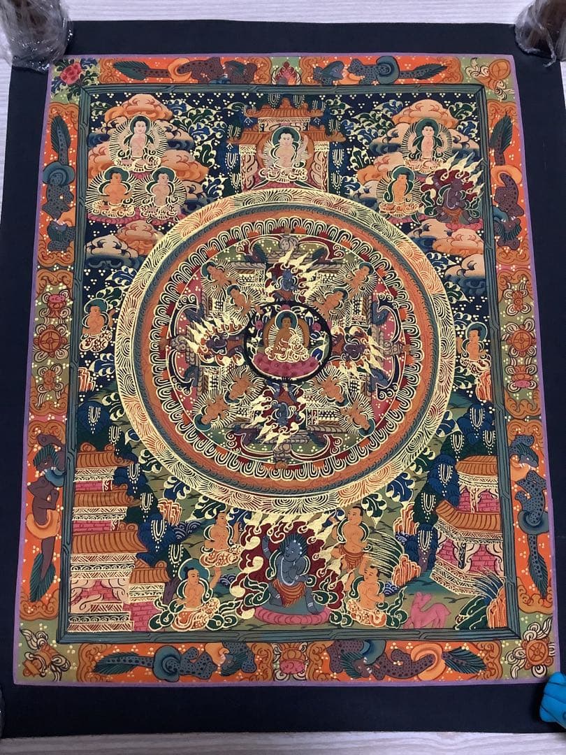《 チベット密教　新品　1点物 》 手描き　曼荼羅　仏陀　釈迦　仏画　仏教　g1