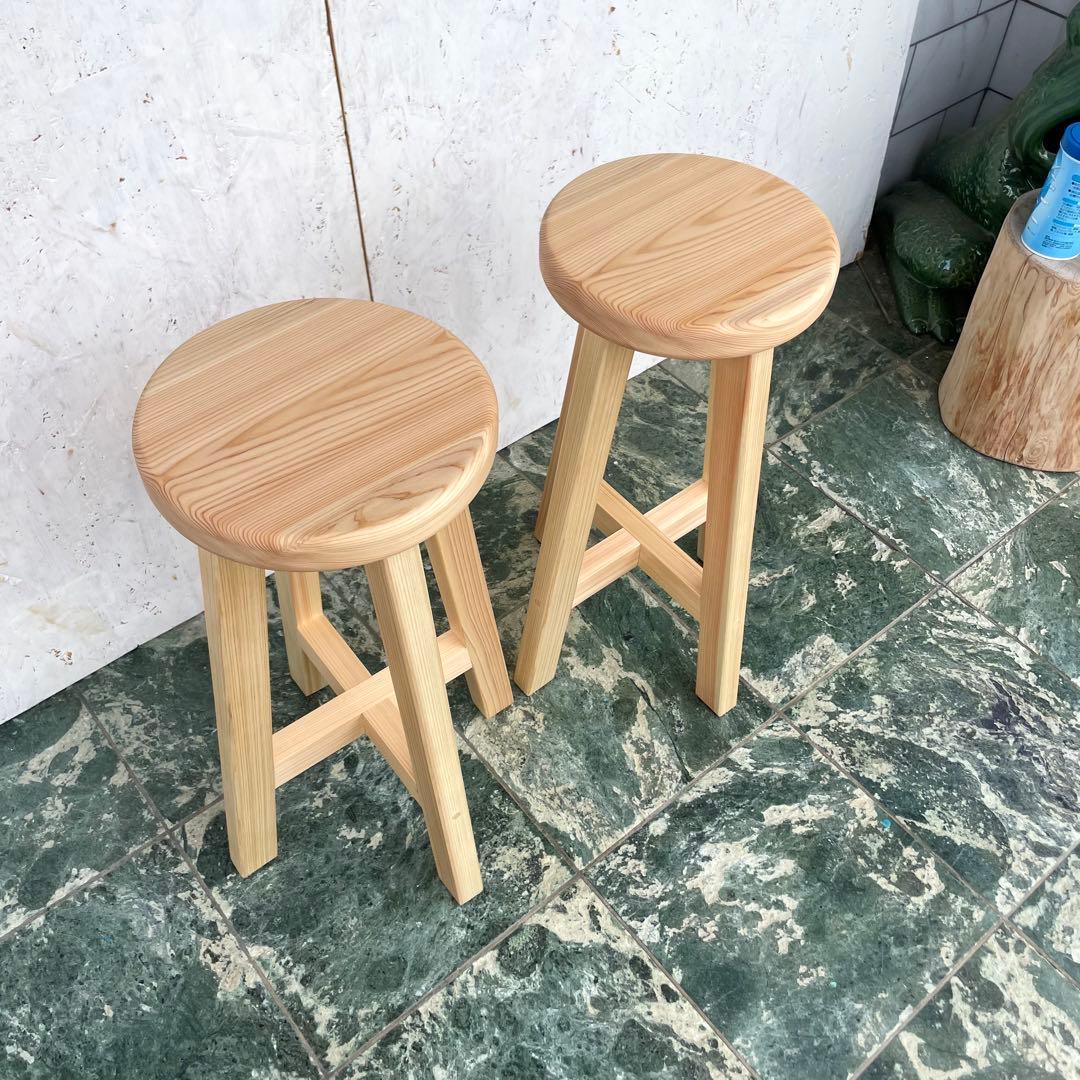 専用出品　国産ひのき　木製スツール　丸椅子　カウンターチェアー