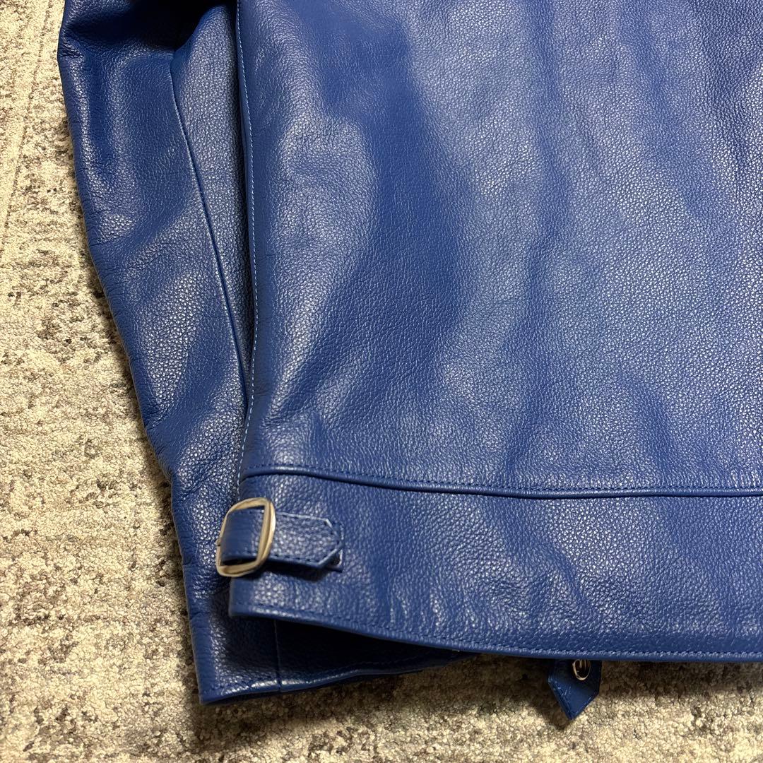 レザージャケット ライダース ドミネーター ロイヤルブルー 水牛革 サイズ44