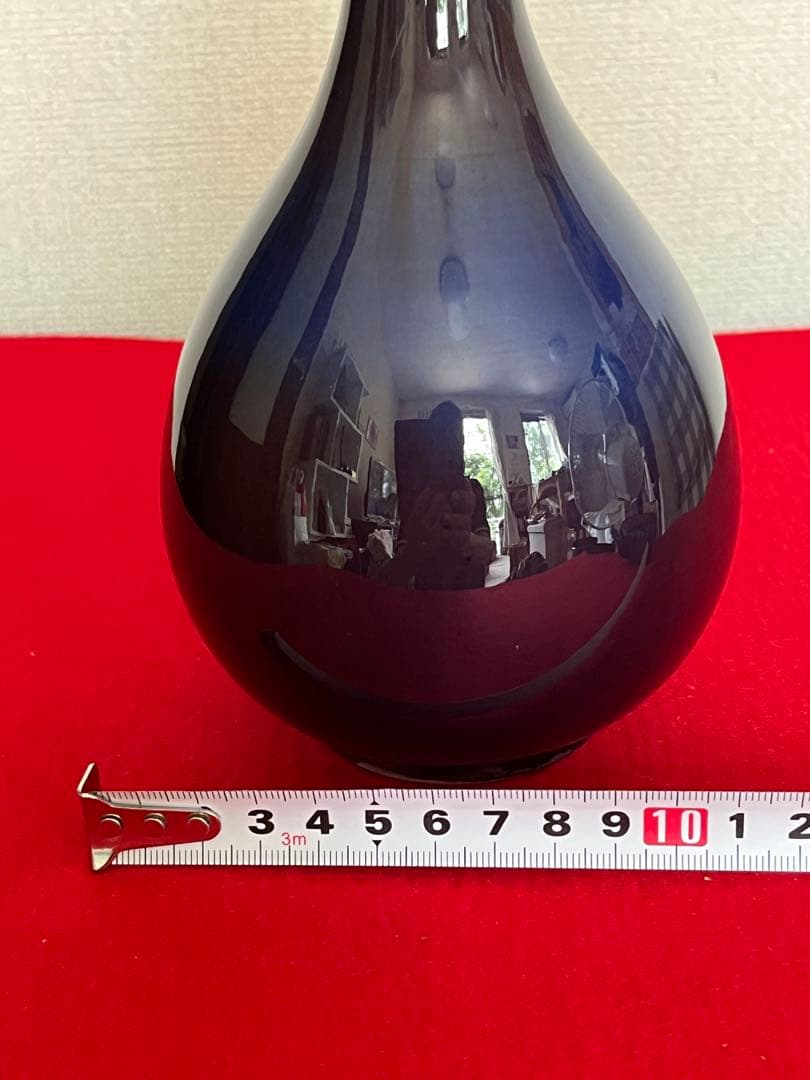 人間国宝 三代 徳田八十吉（正彦銘）深厚釉 花生 高さ約26.3㎝ T280