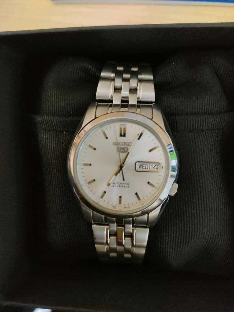 【美品】SEIKO 5 デイト 裏スケルトン 自動巻腕時計