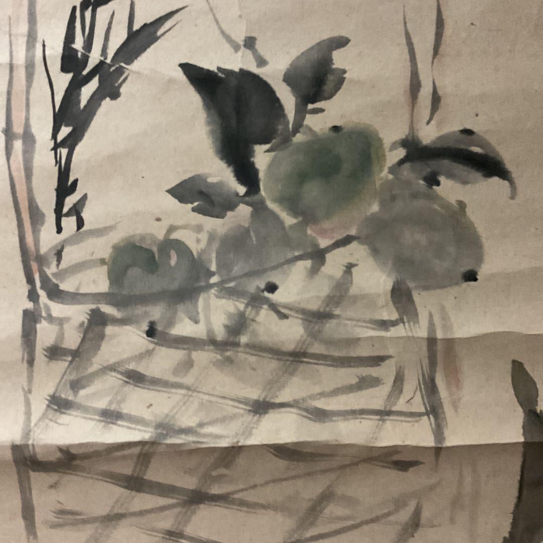 紙本 淡彩水墨画 靜物 不思議な作品です 無落款
