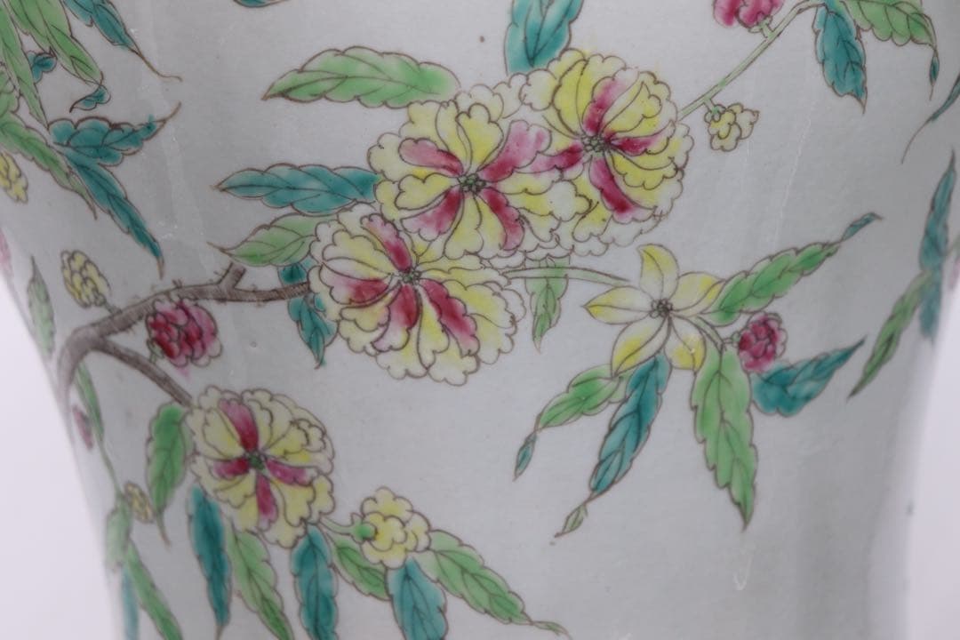 中国　粉彩桃紋大瓶　送料込み0523