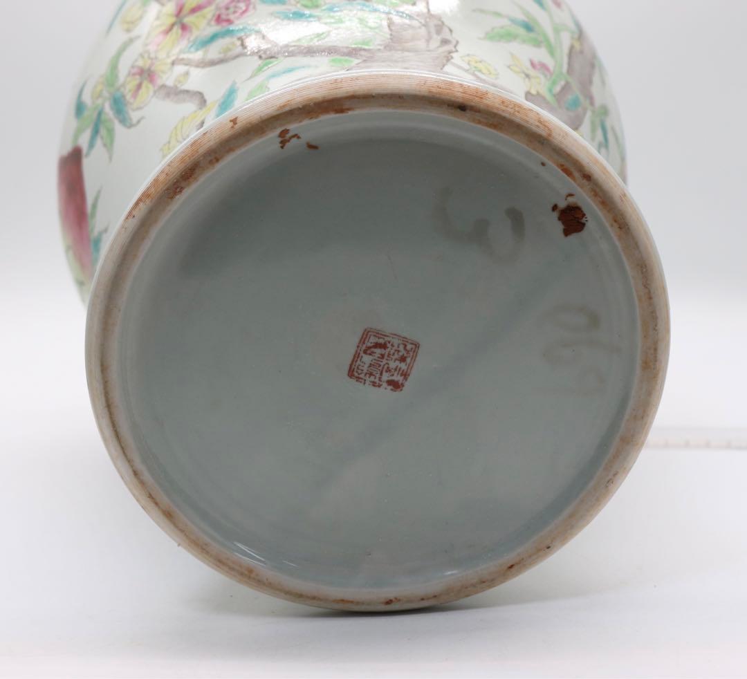 中国　粉彩桃紋大瓶　送料込み0523