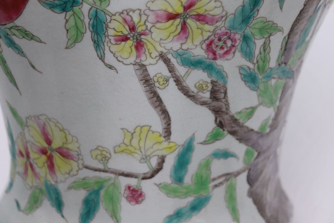 中国　粉彩桃紋大瓶　送料込み0523