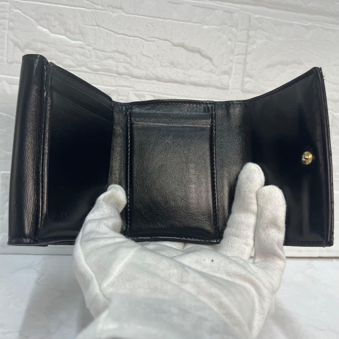 Dior 財布 レディディオール カナージュ ロータスウォレット エナメル 三折