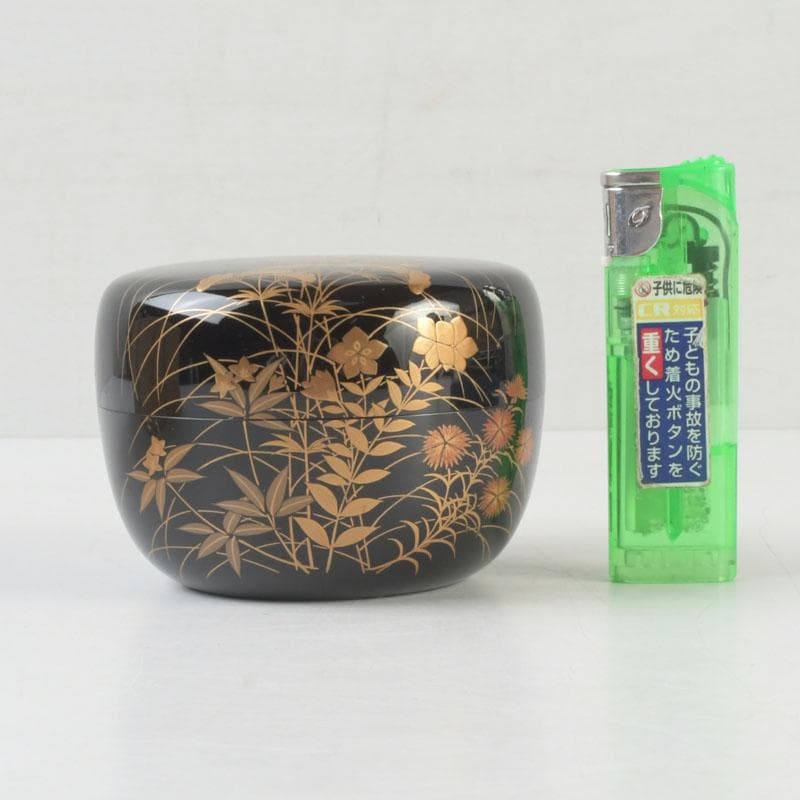 茶道具　加賀蒔絵師　中村宗尹作　秋草蒔絵　平棗　共箱　V　9661