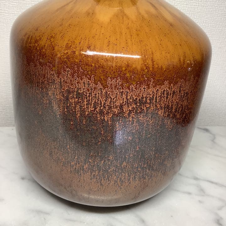 「値下げ」小杉焼　鉄砂　花生(花瓶)  池上栄一　共箱、共布