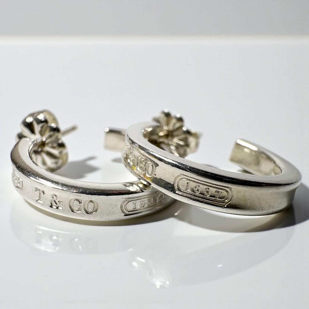 ティファニー　ナロー　フープピアス　1837 シルバー925 ミディアム　両耳.