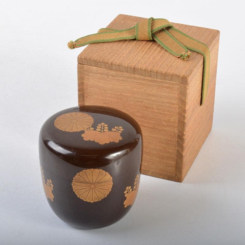 茶道具　塗師　松斎作　溜掻合　桐中棗　淡々斎書付箱　V　R4520