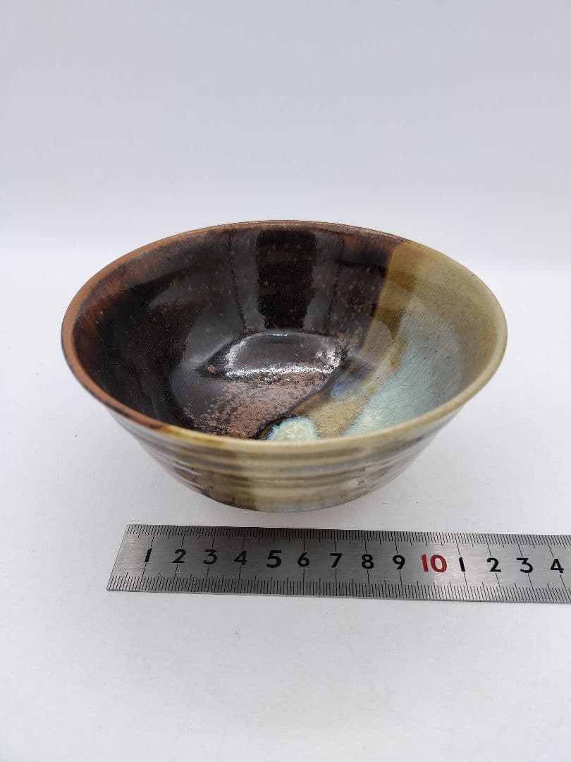 c489 茶碗 掛分 遠州七窯　膳所　淡海陽炎園 木箱 茶道具 古物