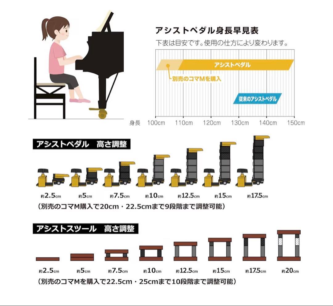 新品☆ピアノ アシストスツール　Assist Stool 23-ASS ブラック
