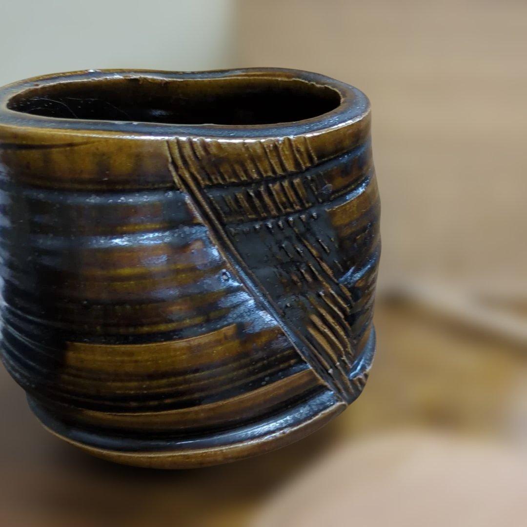 水指　木製蓋付き 瀬戸　水野双鶴　茶道具　茶道　陶器　木箱大振り