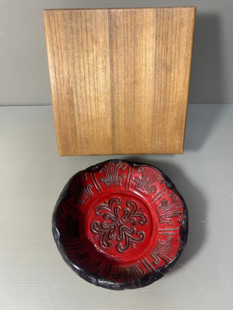 2414 天然木　乾漆　菓子鉢　時代物
