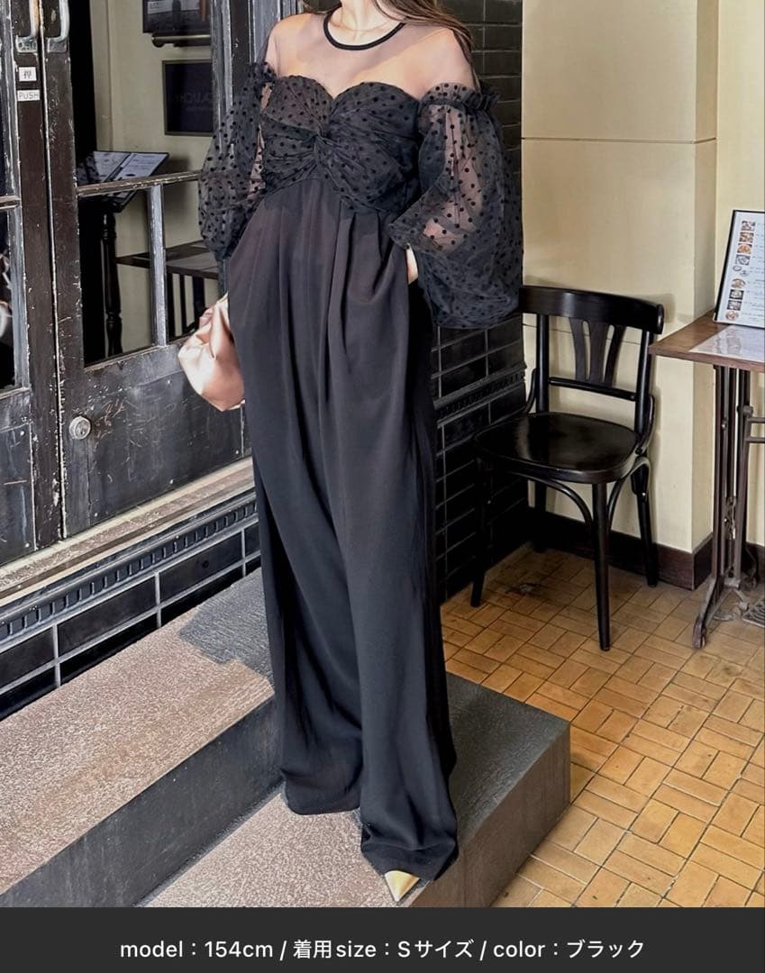 ANDRÉSDアンドレスド　フロッキードットパンツドレス