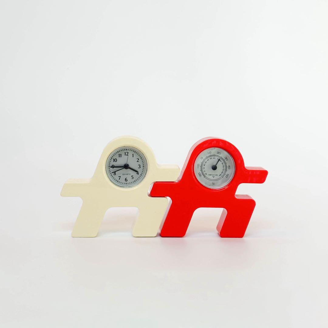 2人　時計　温湿度計　ポストモダン