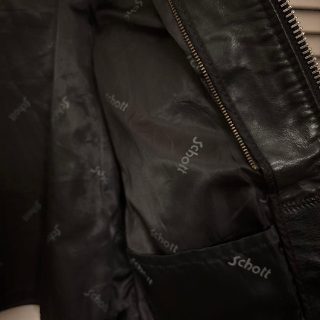 Schott 黒 レザー シングルライダースジャケット