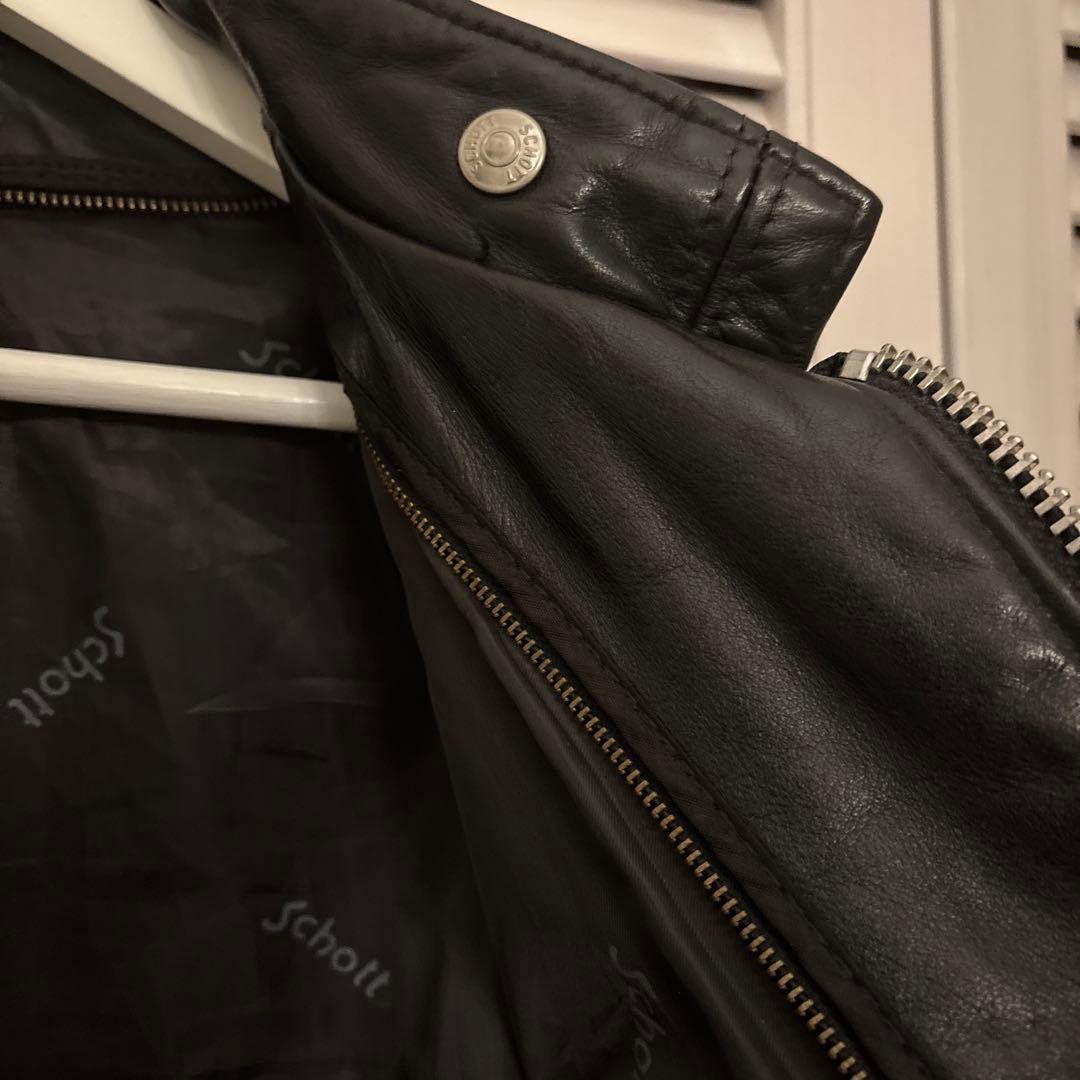 Schott 黒 レザー シングルライダースジャケット