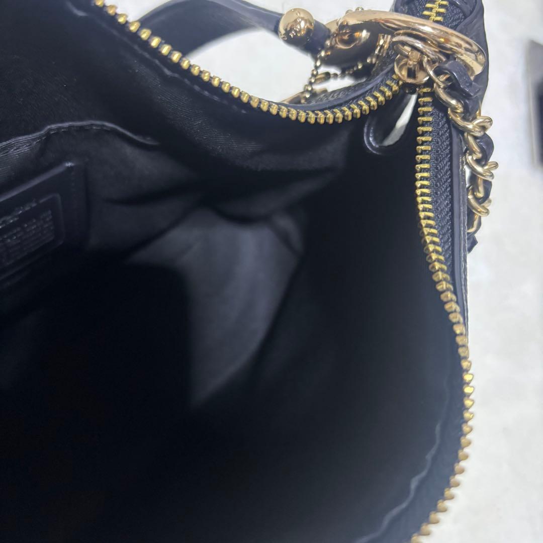 【美品】コーチ ワンショルダーバッグ レザー ブラック ゴールド金具 2way