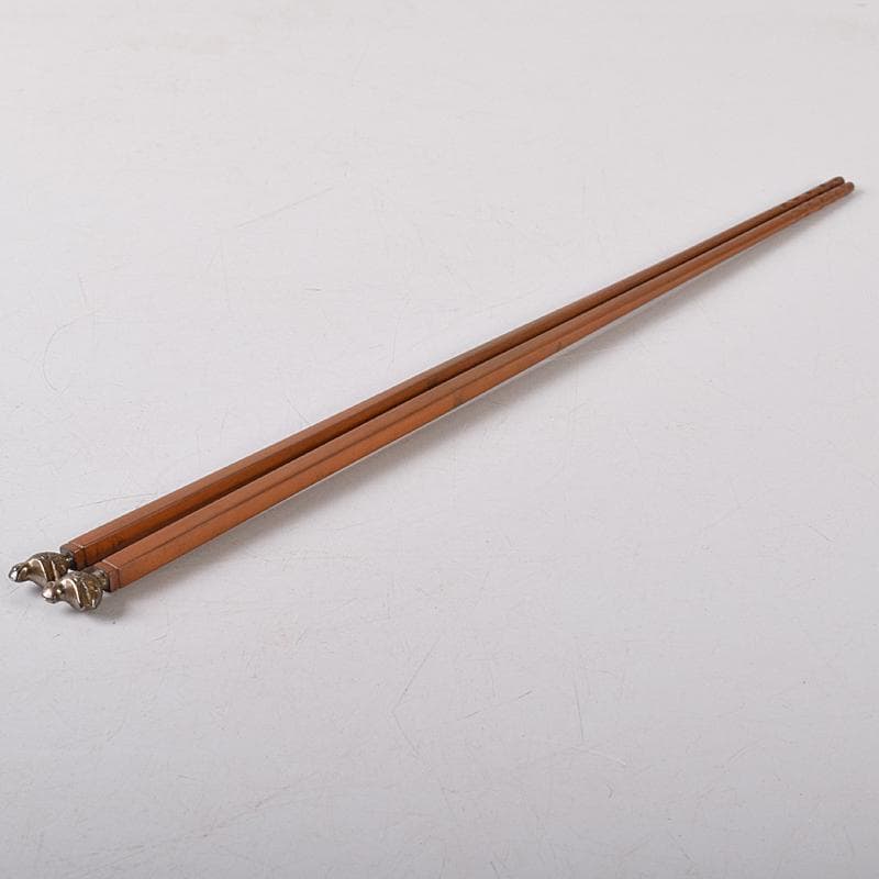 茶道具　釜師　高木治良兵衛作　南鐐鳥頭飾　火箸　共箱　C　R8572