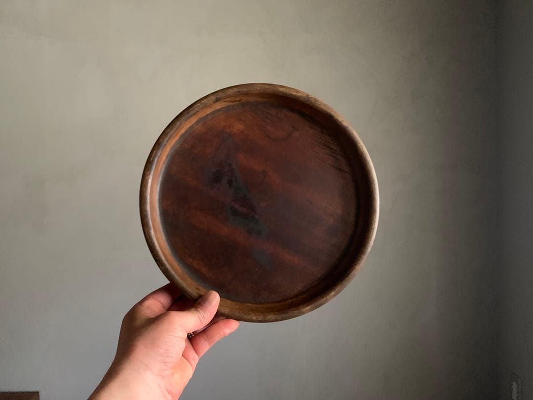 佳き木肌の くりぬき盆 No.2 古道具 アンティーク