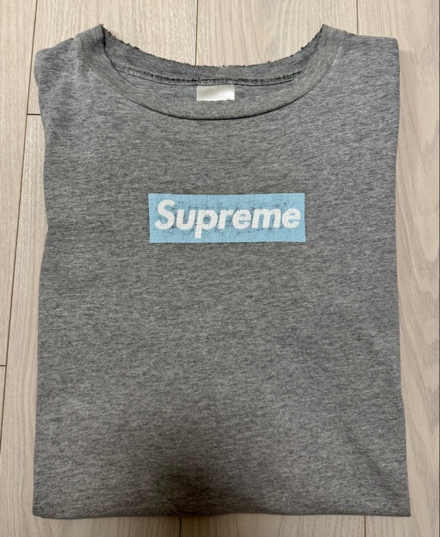 90s〜00s supreme ボックスロゴ ティファニーブルー グレー TEE