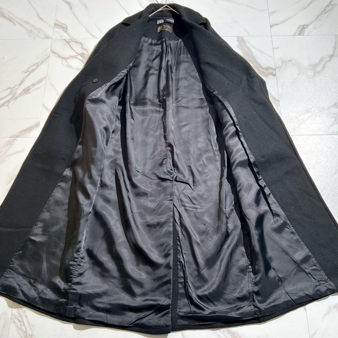 【極美品✨】ザラ マンテコ ヘリンボーン ダブルチェスターコート 黒 L相当