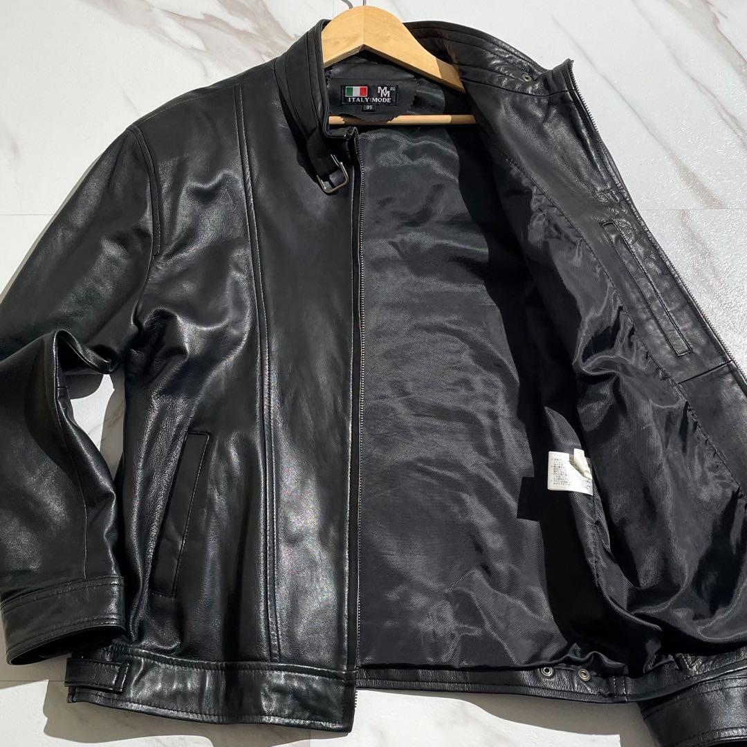 【美品✨希少】ライダースジャケット 鹿革 XLサイズ ブラック イタリーモード