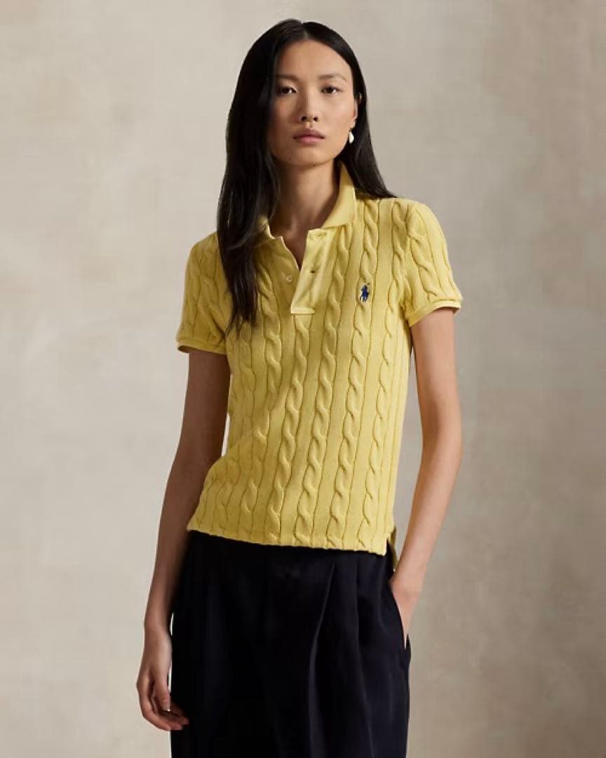 ケーブルニット ポロシャツ