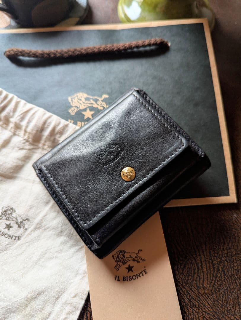 おんと0721さま専用 イルビゾンテ トリフォルドウォレット ブラック 男女兼用