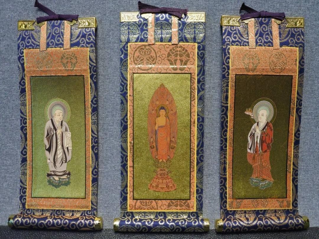 限定値下　未使用保管品　掛軸セット　浄土宗　舟立弥陀　善導・法然　仏具　627