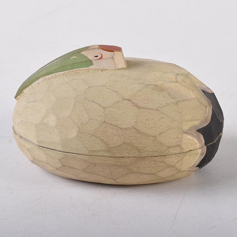 茶道具　西村雅之作　木彫　鶴香合　共箱　V　R8574