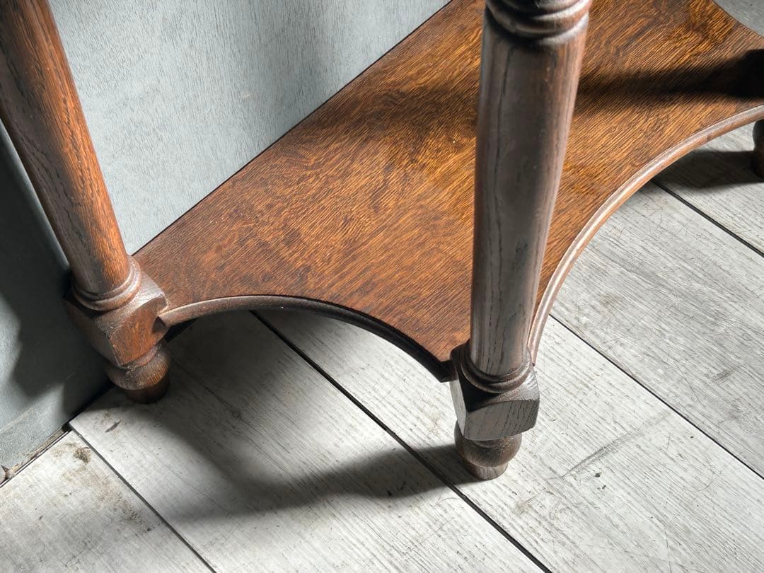 希少　イギリス　アンティーク　オーク材　シンプル　ハーフムーン　ろくろ　IG