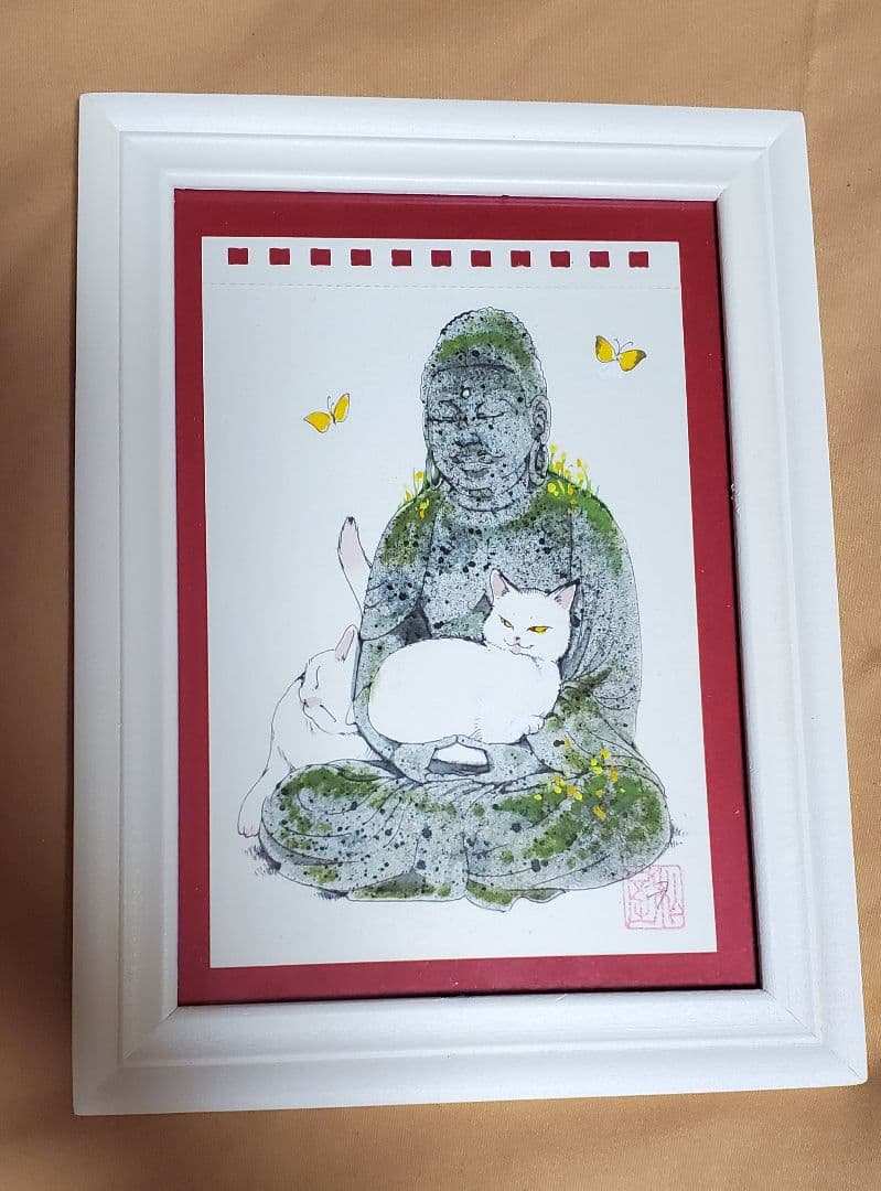 【直筆】石仏猫　私屋カヲル　原画イラスト　こどものじかん　本物