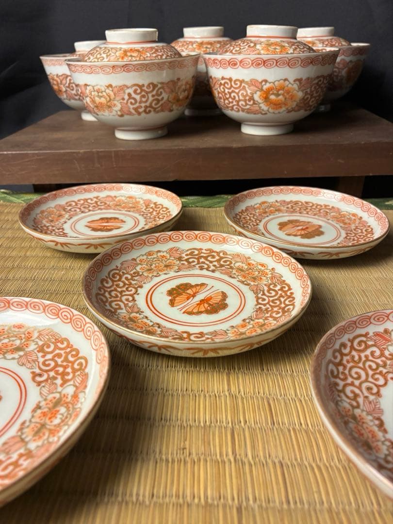 伊万里焼 蓋付飯茶碗×5小皿 ×5セット湯-①