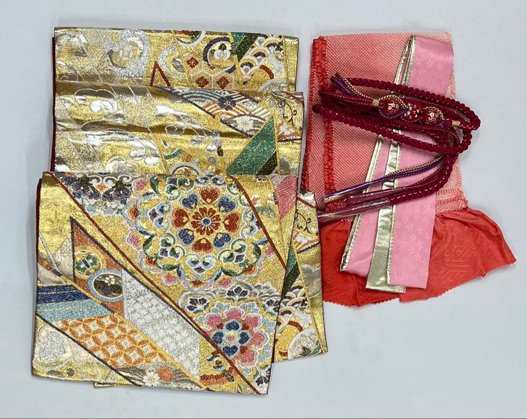 振り袖　フルセット　長襦袢付　赤　成人式　刺繍入り　銀通し　670