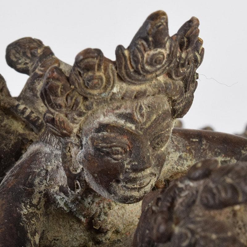 中国　古銅　チベット仏　歓喜仏　仏像　時代箱付　D　R9110