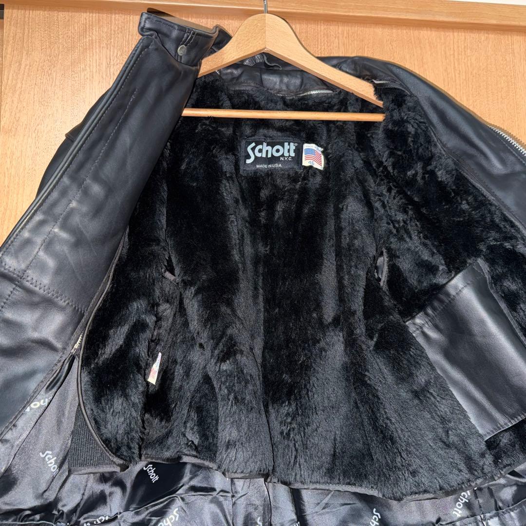 【美品】希少サイズ 3XL 米国製 Schott シングルライダース 641