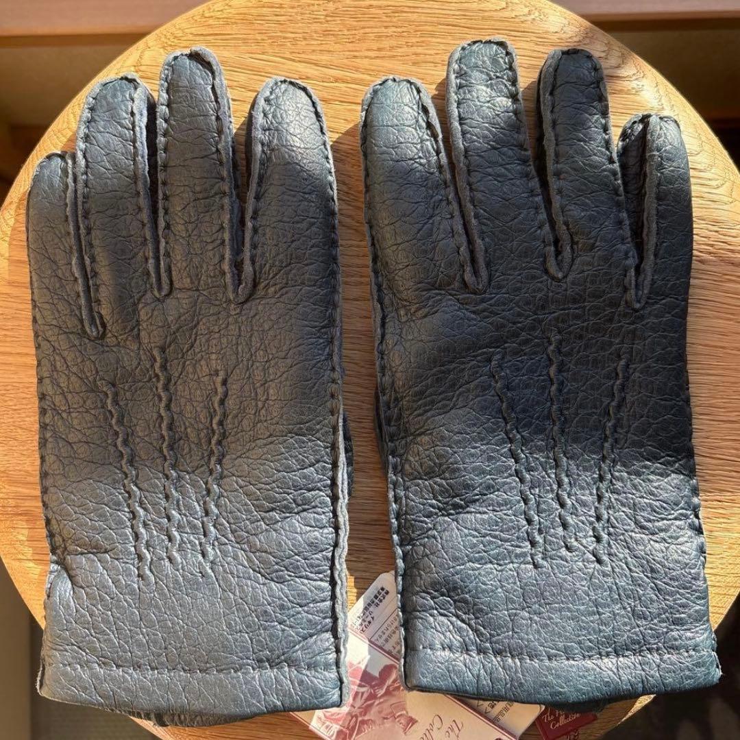 ス*軍様 DENTS navy ペッカリー　size8 バックル付き イギリス製