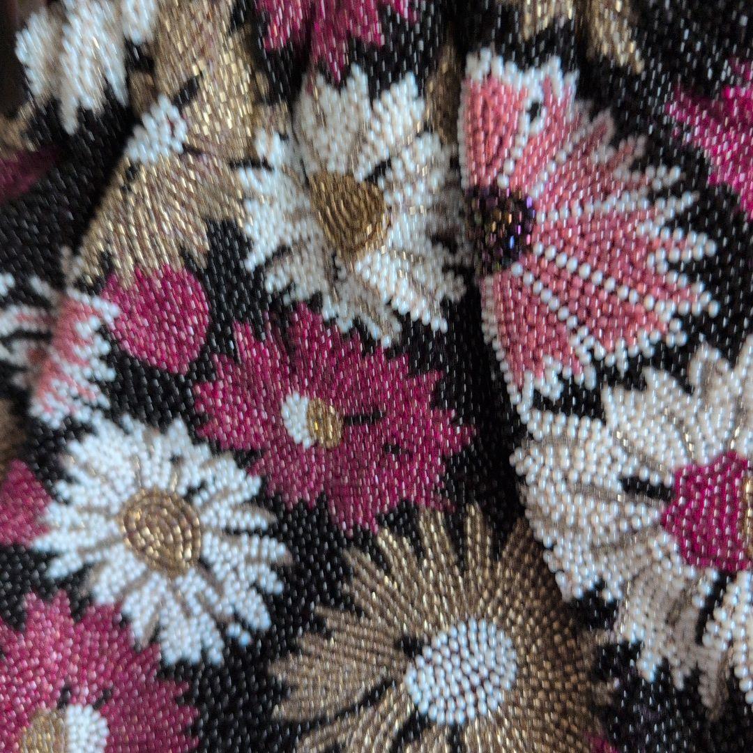 ビーズ和装バック　刺繍花　超美品