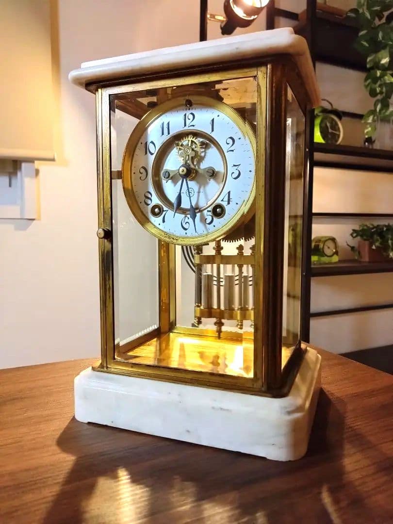 置時計　振り子　精工舎　ゼンマイ　アンティーク　ユンハンス　昭和レトロ　和ガラス