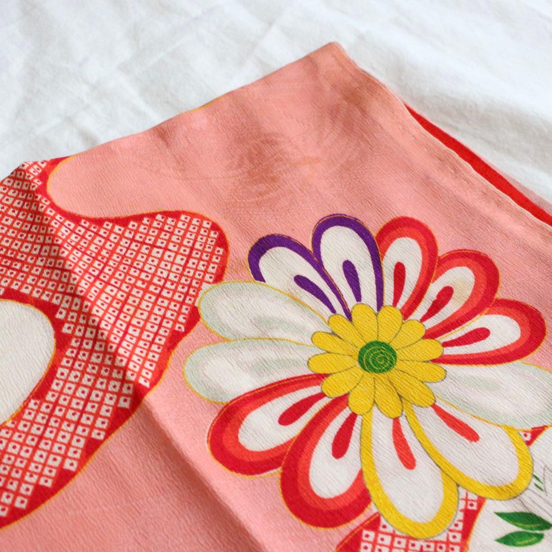 七五三 7歳 女の子 子供 アンティーク 着物 帯 ビーズバッグ セット