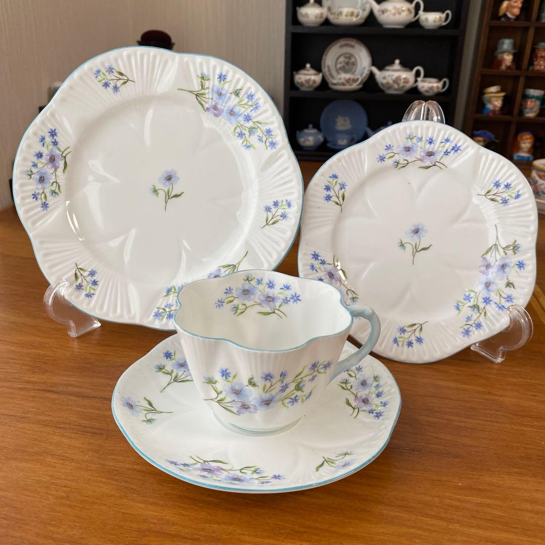 シェリー　ブルーロック　カップ　ソーサー　プレート2枚　カルテット