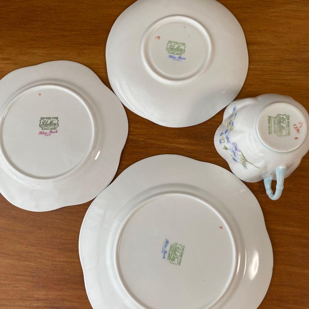 シェリー　ブルーロック　カップ　ソーサー　プレート2枚　カルテット