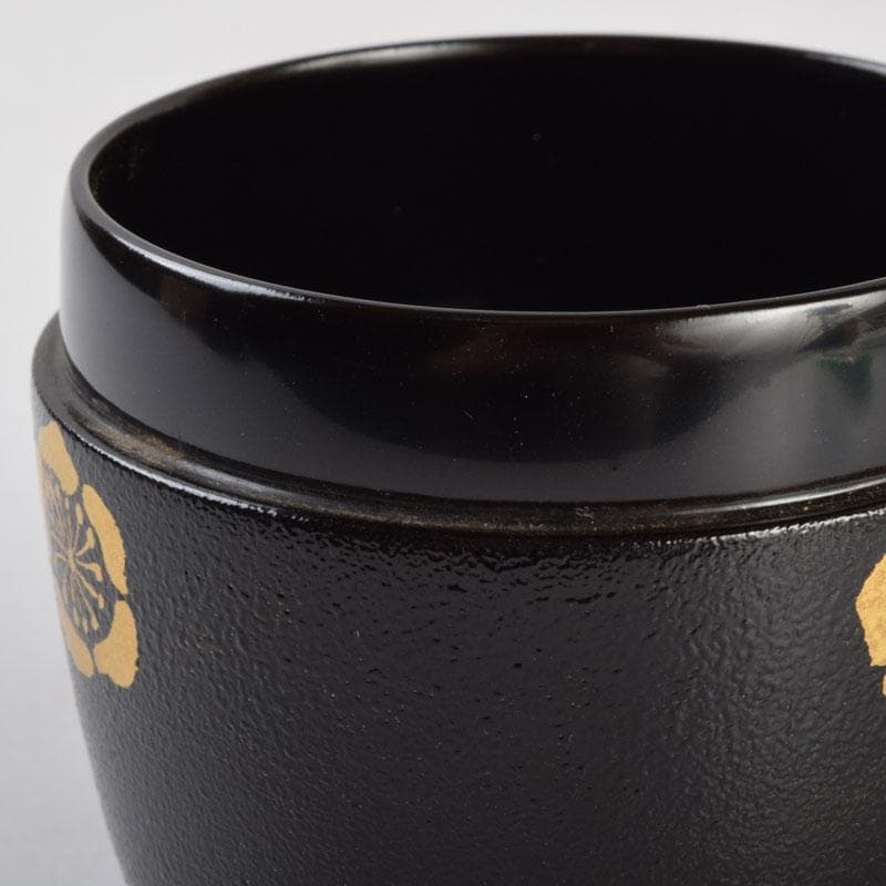 茶道具　山中塗　坂田峰俊作　たたき塗　こぼれ梅　中棗　共箱　V　8865