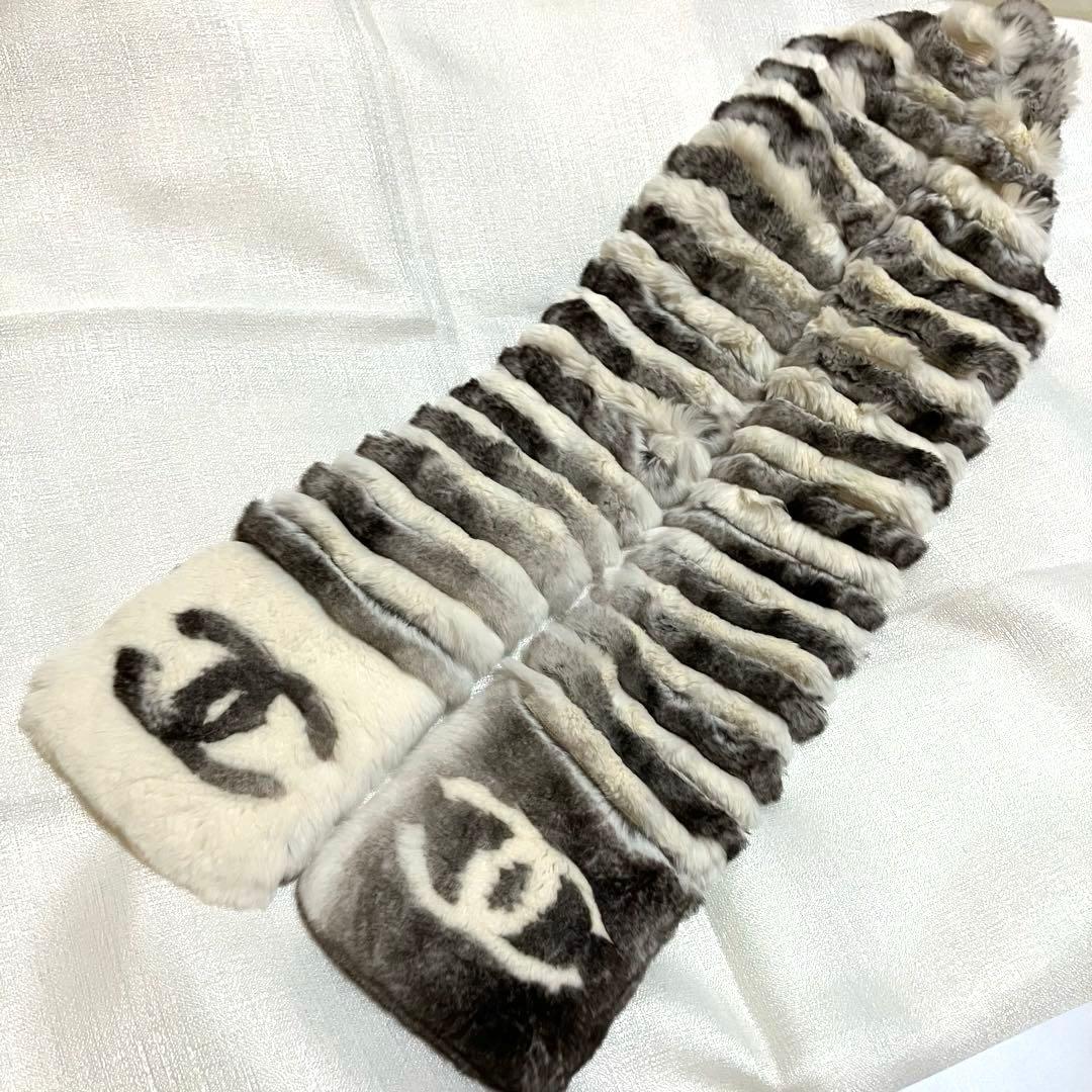 美品】CHANEL オリラグ マフラー ココマーク CC シャネル リアルファー